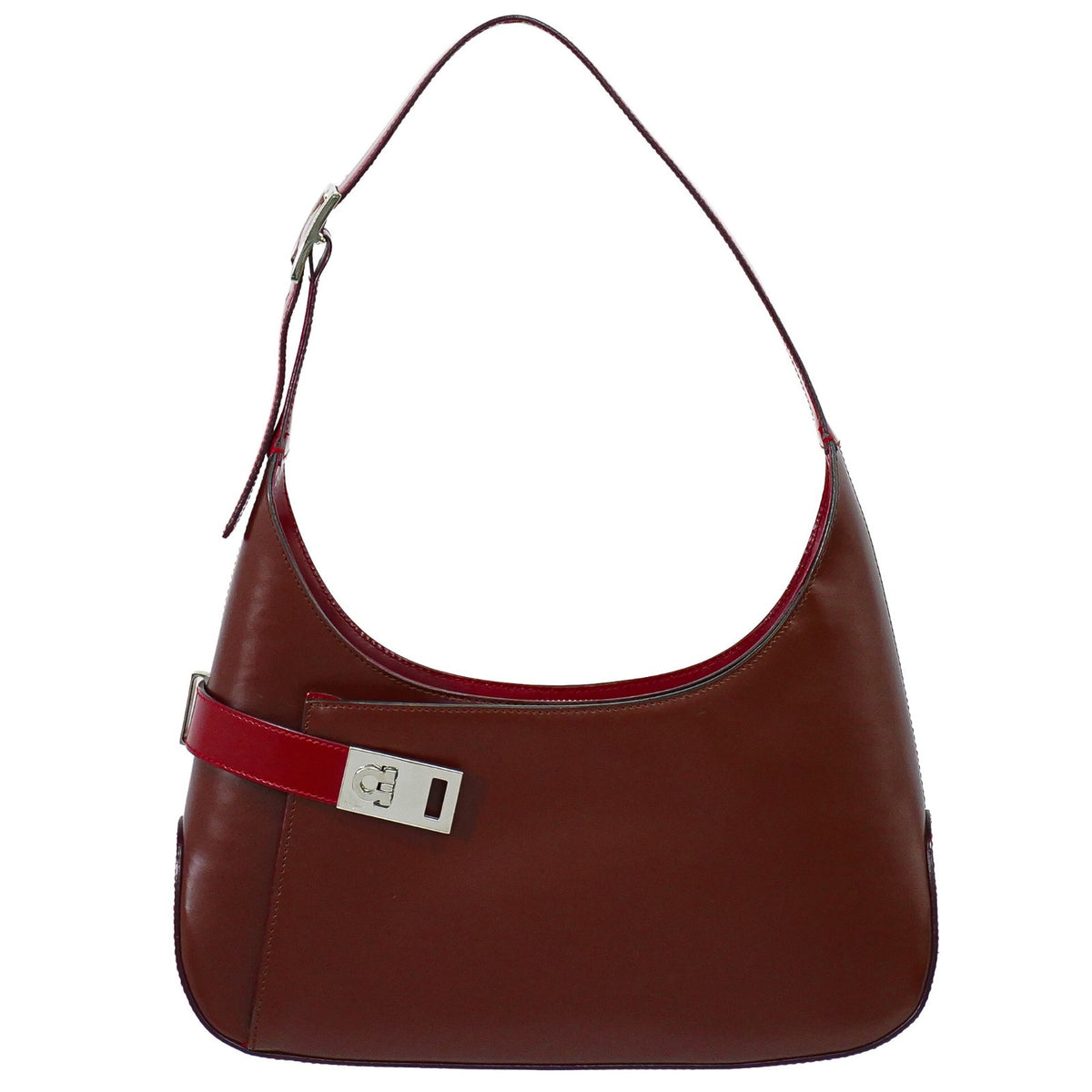 Salvatore Ferragamo Gancini Hobo Leather Brown Leather Shoulder Bag Bag (Pre-Owned)