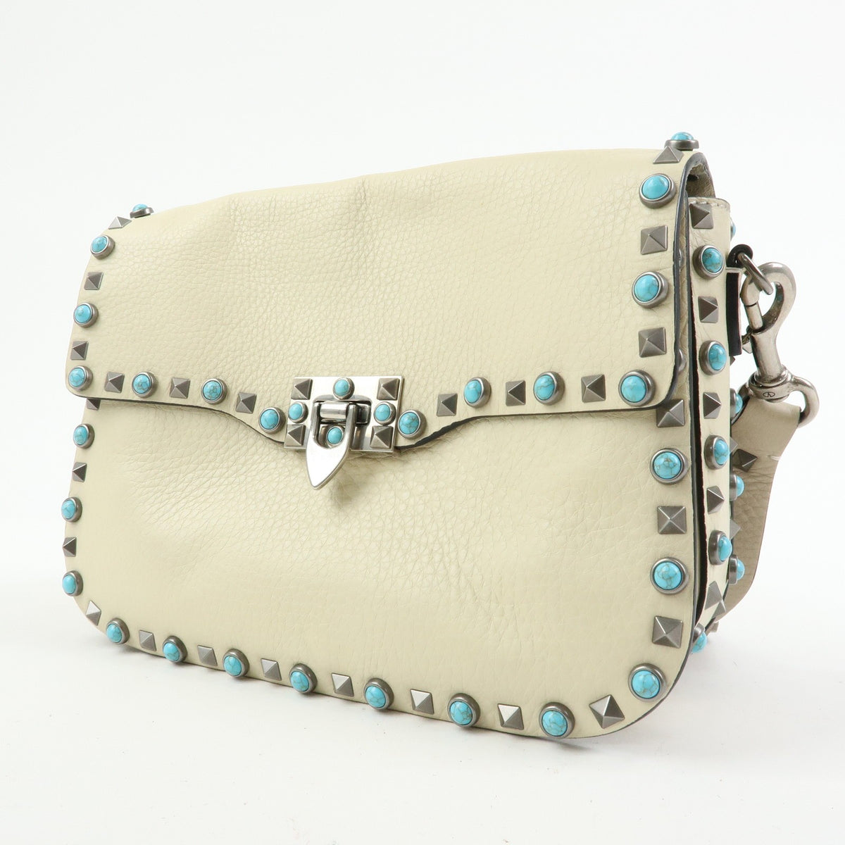 Valentino Garavani Rolling Rockstud Leather With Cabochons Multicolour Leather Crossbody Bag Bag (Pre-Owned)