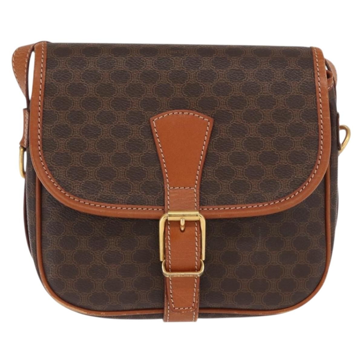 Celine Macadam Shoulder Canvas Brown Canvas Crossbody Bag Bag (Pre-Owned)