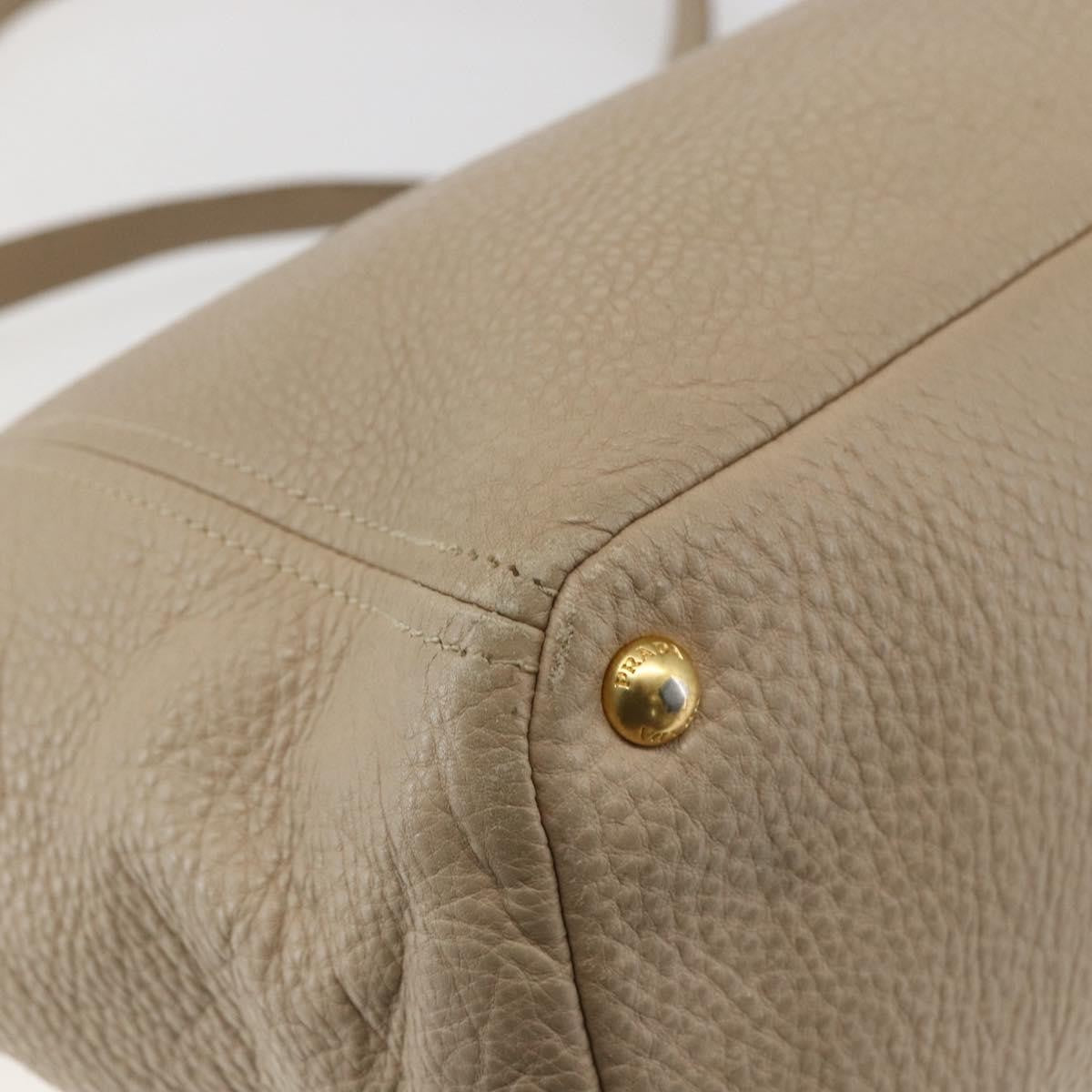 Prada Side Pocket Convertible Vitello Daino Beige Leather Tote Bag Bag (Pre-Owned)
