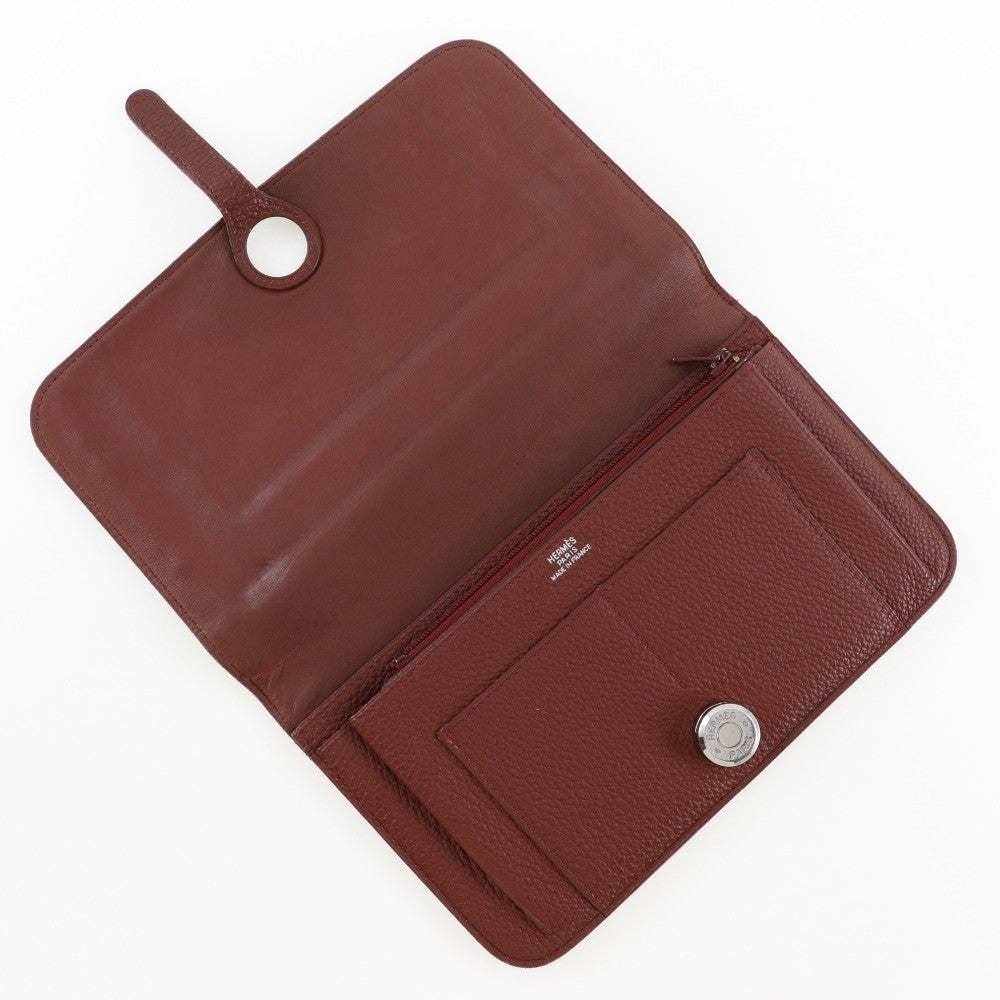 Hermes Dogon Duo Combined Leather Burgundy Leather Wallets Accessory (Pre-Owned)