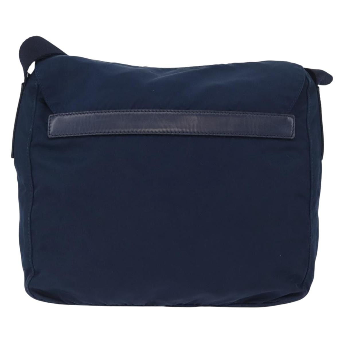 Prada Buckle Messenger Tessuto Navy Nylon Handbag (Pre-Owned)