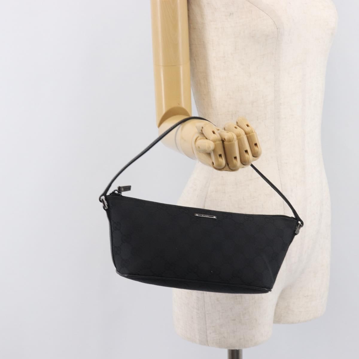 Gucci Boat Pochette Gg Canvas And Leather Black Canvas Clutche & Pouche Bag (Pre-Owned)