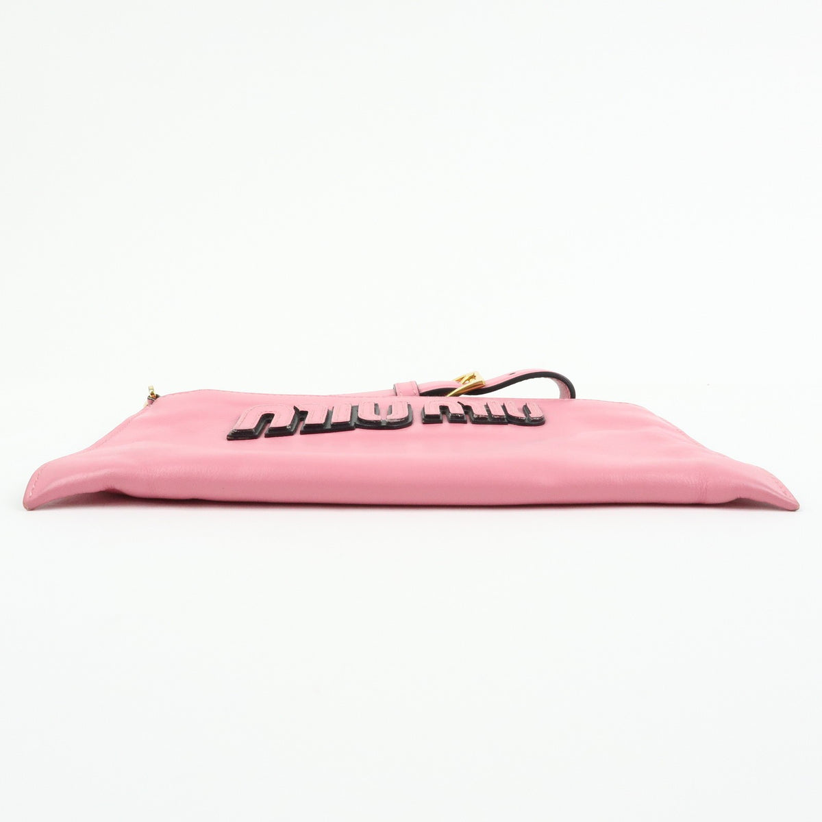 Miu Miu Logo Chain Clutch Shearling Pink Leather Clutche & Pouche Bag (Pre-Owned)