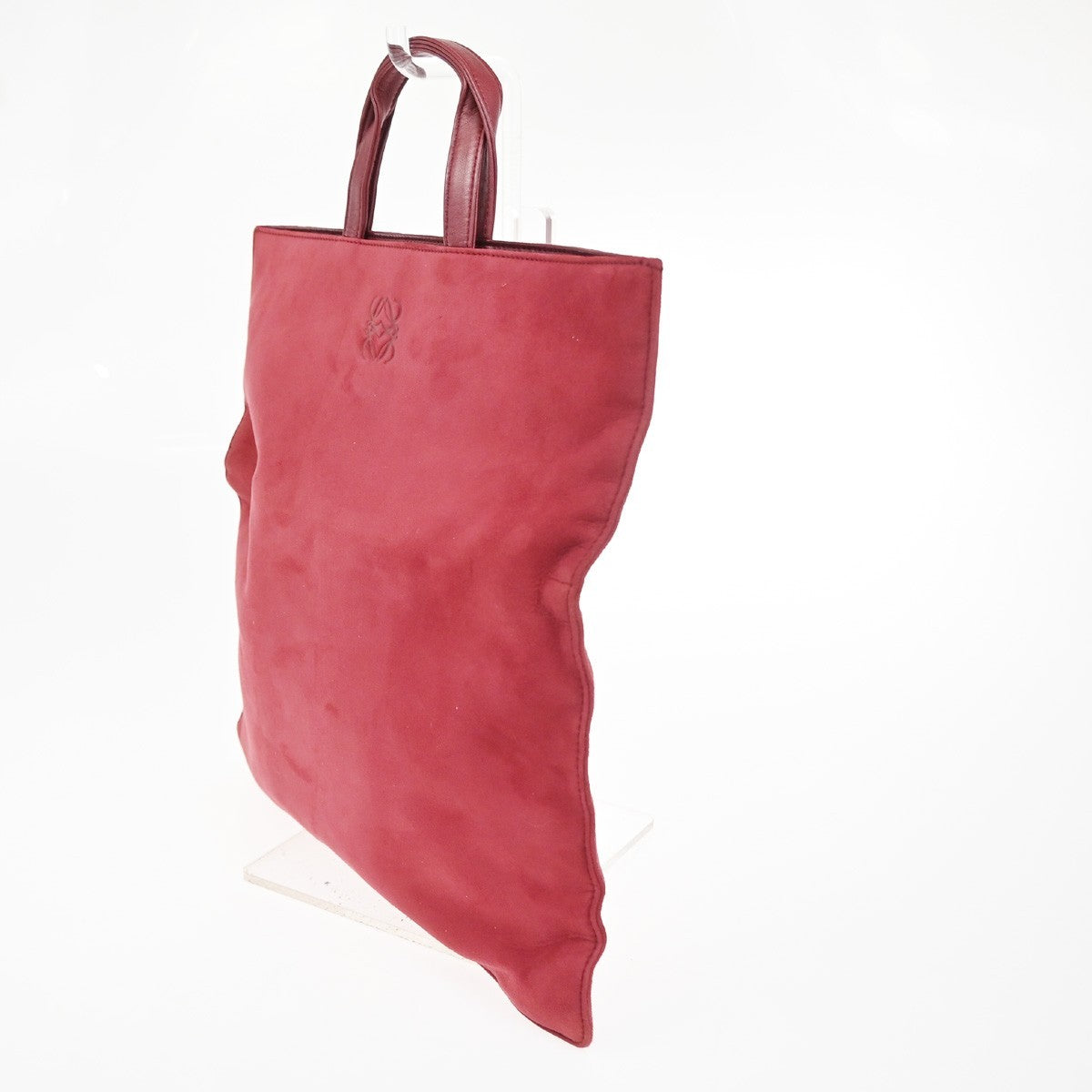 Loewe Anagram Tote Suede Red Suede Tote Bag Bag (Pre-Owned)