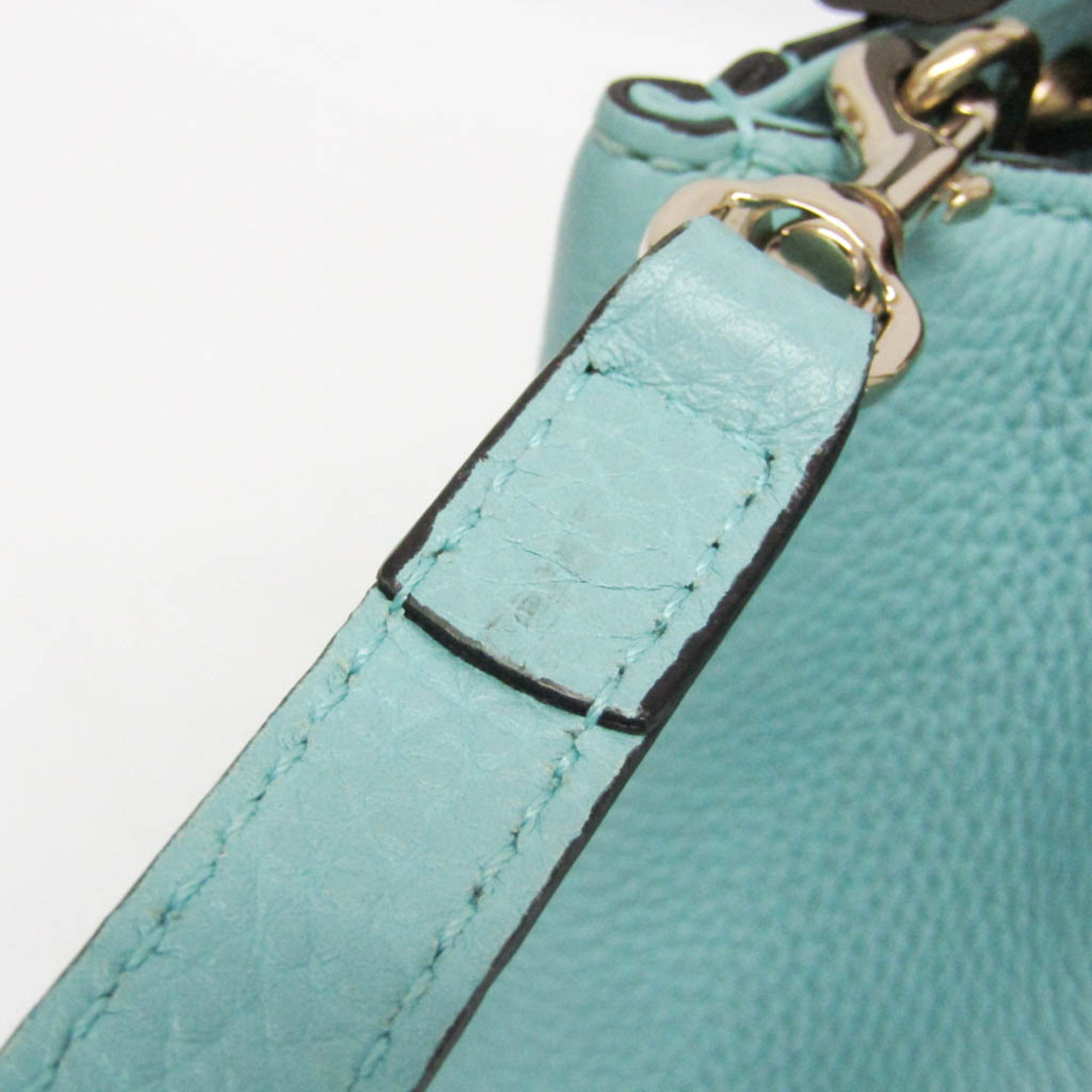 Gucci Bamboo Shopper Tote Leather Blue Leather Tote Bag Bag (Pre-Owned)