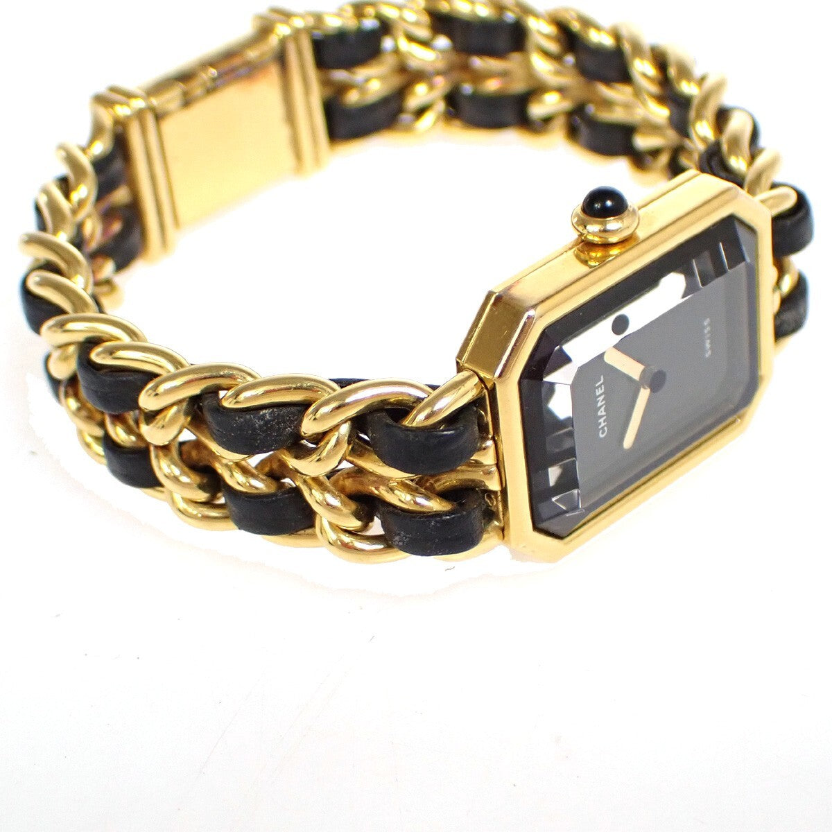 Chanel Premiere Rock Quartz Plated Metal And Leather Watch (Pre-Owned)