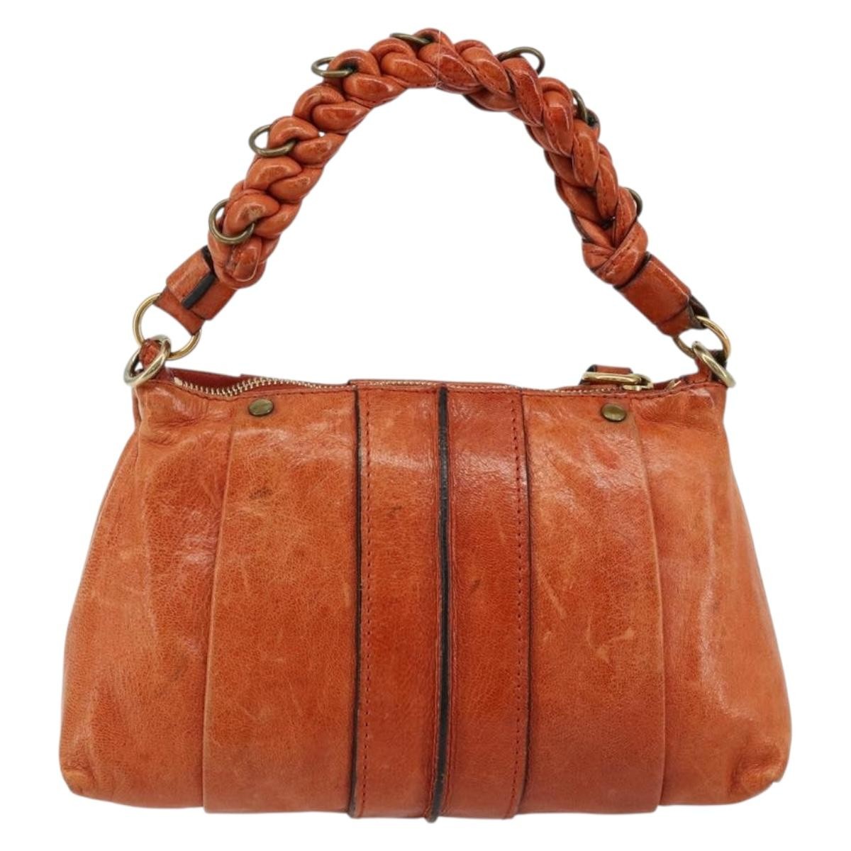 Chloe Heloise Zip Tote Leather Orange Leather Handbag (Pre-Owned)