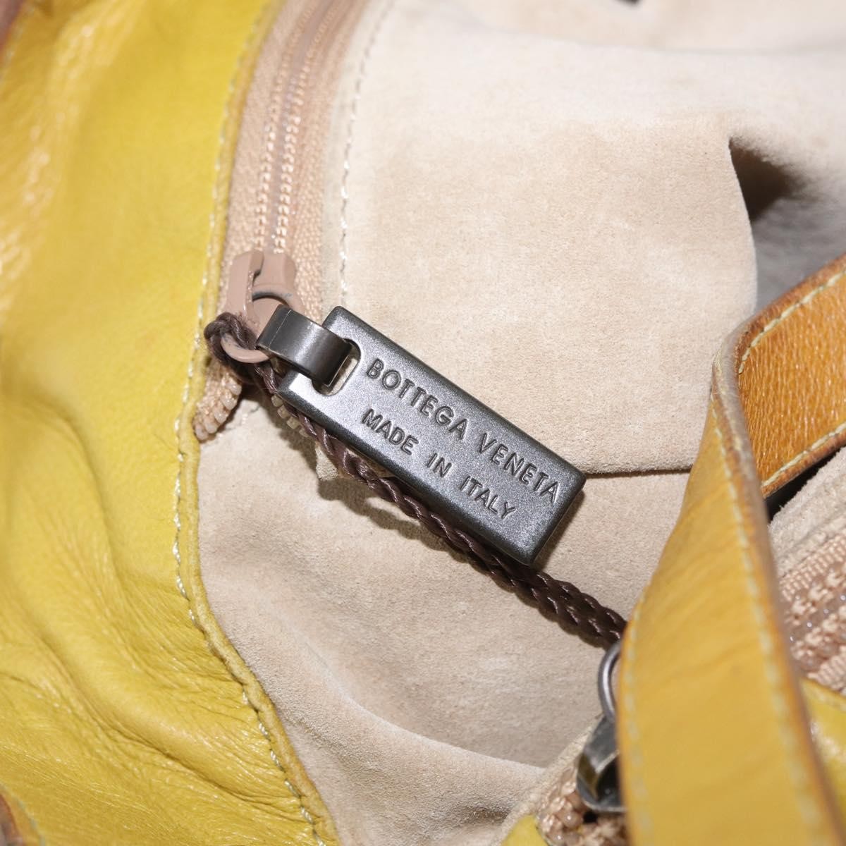 Bottega Veneta Belted Intrecciato Nappa Yellow Leather Tote Bag Bag (Pre-Owned)