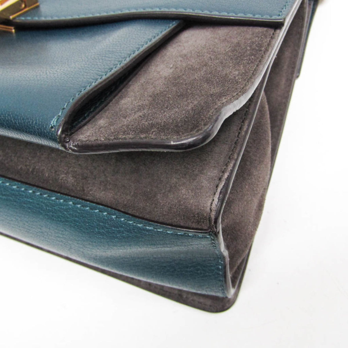 Givenchy Gv3 Flap Leather With Suede Blue Leather Handbag (Pre-Owned)