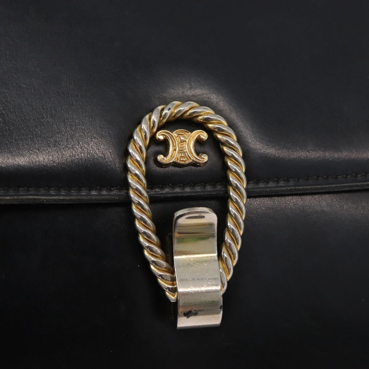 Celine Shoulder Leather Black Leather Shoulder Bag Bag (Pre-Owned)
