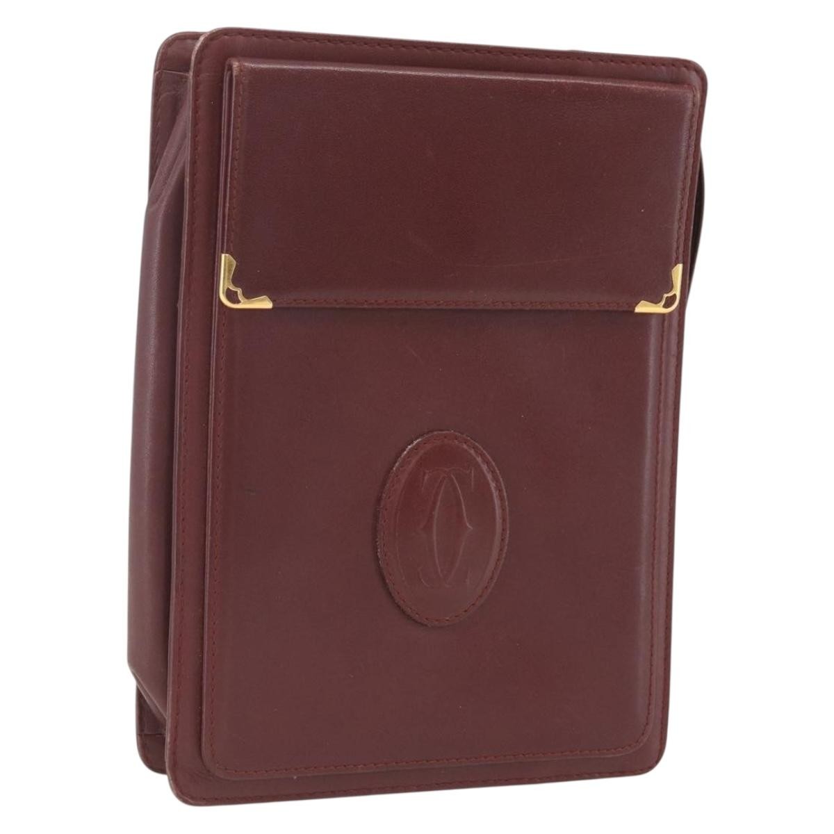 Cartier Must De Cartier Clutch Leather Burgundy Leather Clutche & Pouche Bag (Pre-Owned)