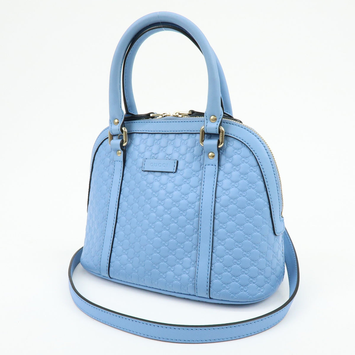Gucci Convertible Dome Satchel Microguccissima Leather Blue Leather Handbag (Pre-Owned)