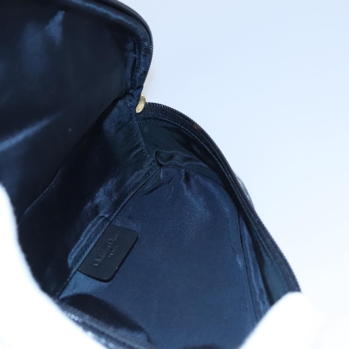 Christian Dior Vintage Saddle Coin Purse Diorissimo Canvas Navy Canvas Bag (Pre-Owned)