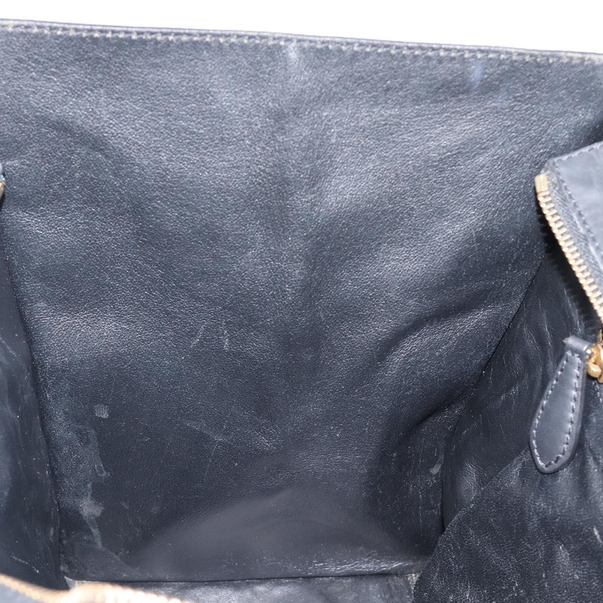 Celine Luggage Printed Canvas And Leather Black Leather Handbag (Pre-Owned)