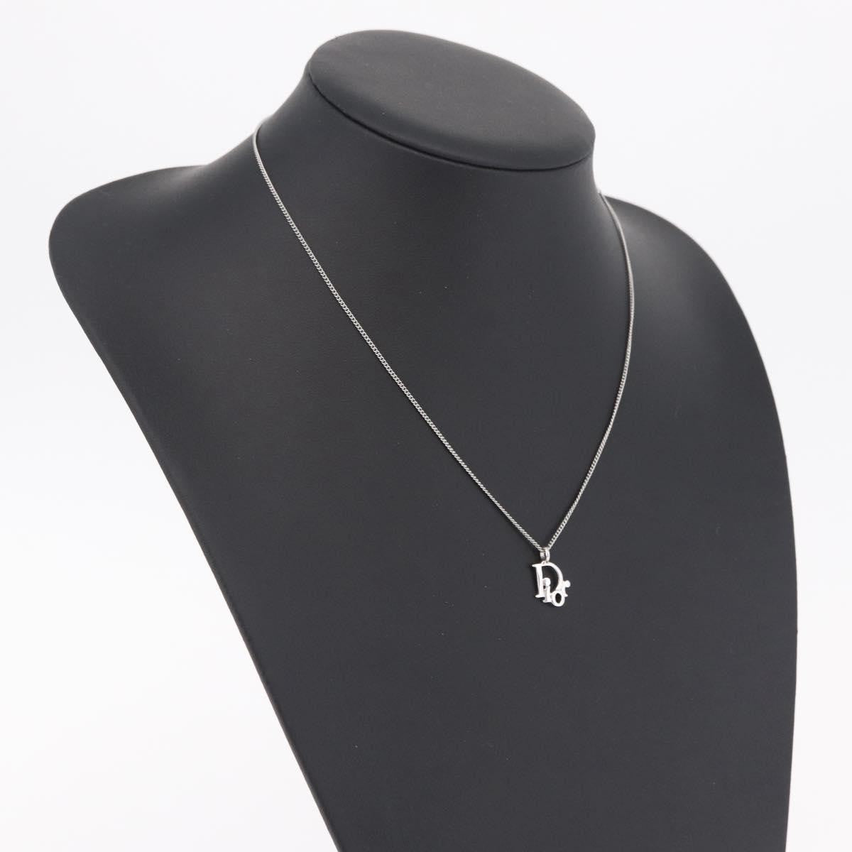 Christian Dior Vintage Logo Pendant Metal Silver Metal Necklace Jewelry (Pre-Owned)