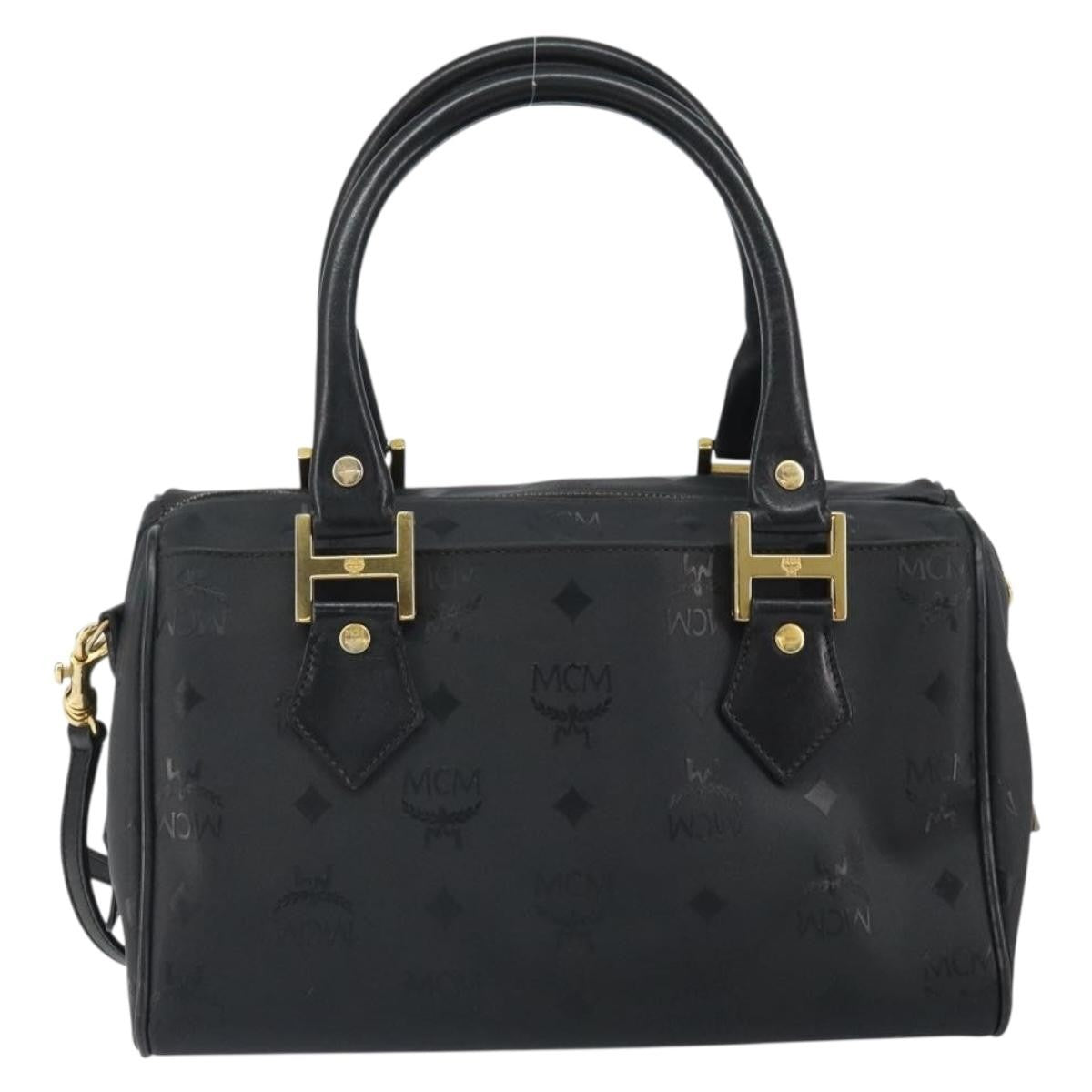 MCM Visetos Logogramme Canvas And Leather Black Canvas Handbag (Pre-Owned)