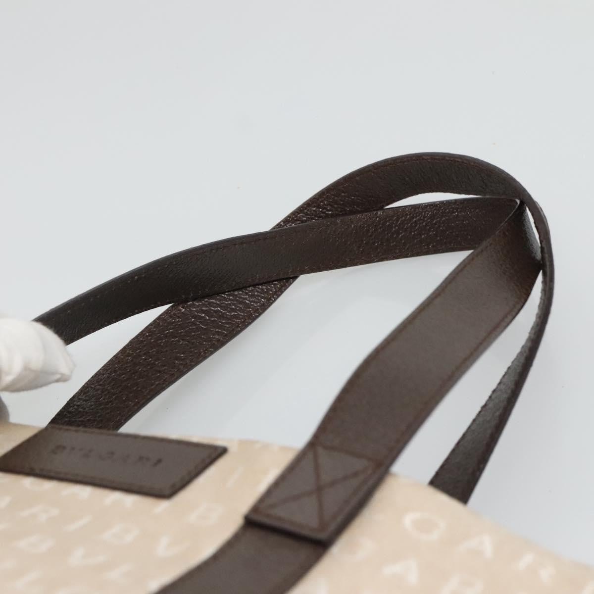 Bvlgari B.Zero1 Logomania Canvas With Leather Beige Canvas Tote Bag Bag (Pre-Owned)