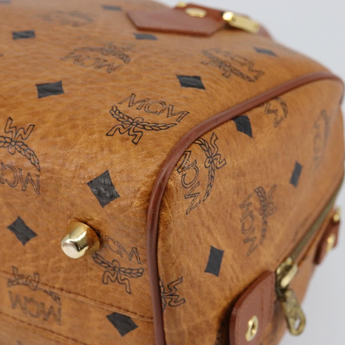 MCM Visetos Logogramme Canvas And Leather Brown Leather Handbag (Pre-Owned)