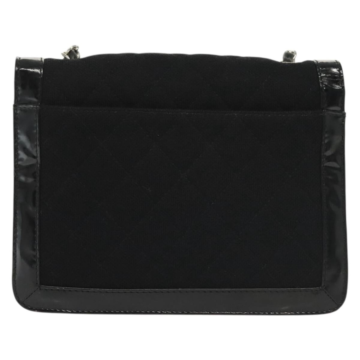 Chanel Vintage Mademoiselle Flap Quilted Canvas With Patent Black Canvas Shoulder Bag Bag (Pre-Owned)