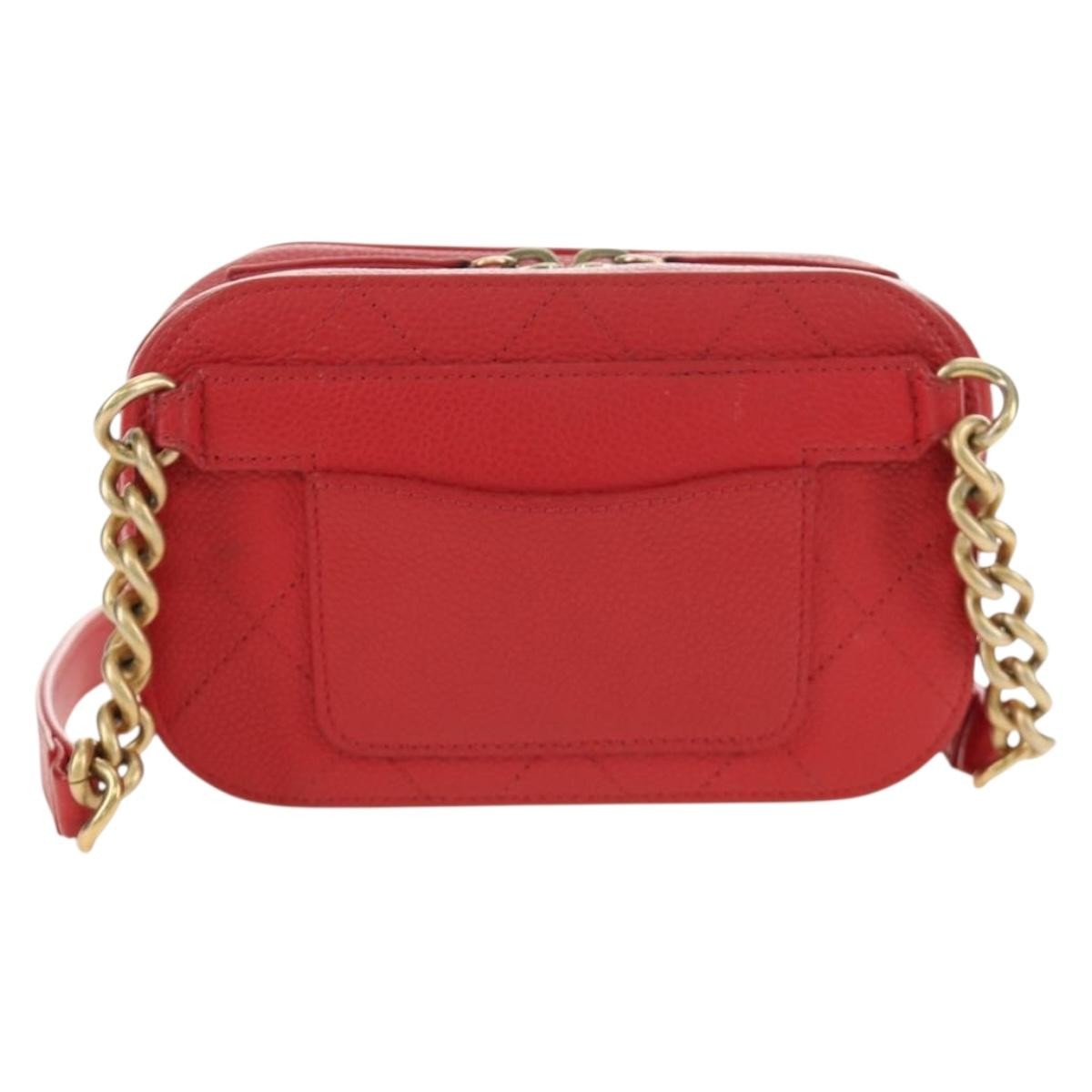Chanel Chic Affinity Belt Stitched Caviar Red Leather Shoulder Bag Bag (Pre-Owned)