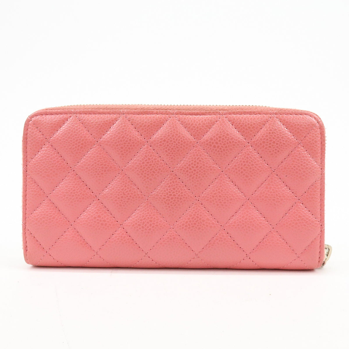 Chanel Zip Around Organizer Quilted Caviar Pink Leather Wallets Accessory (Pre-Owned)