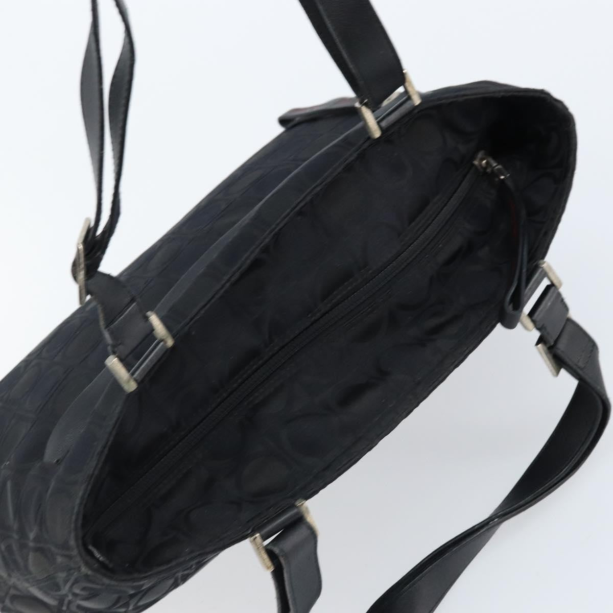 Salvatore Ferragamo Gancini Tote Gancini Canvas Black Nylon Tote Bag Bag (Pre-Owned)