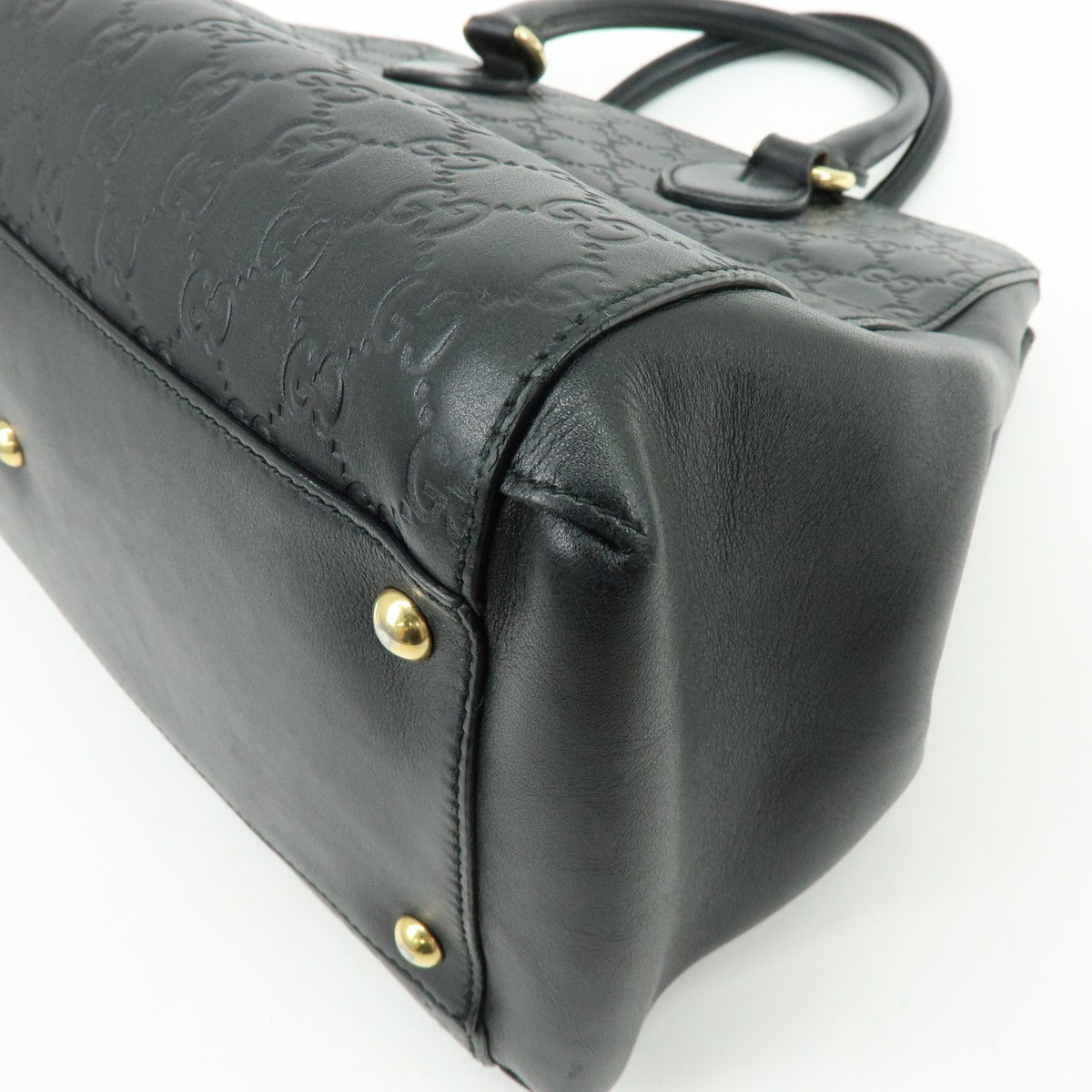 Gucci Soft Signature Convertible Top Handle Guccissima Leather Black Leather Handbag (Pre-Owned)