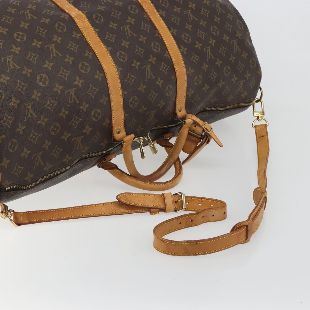 Louis Vuitton Keepall Bandoulière Monogram Brown Canvas Travel Bag Bag (Pre-Owned)