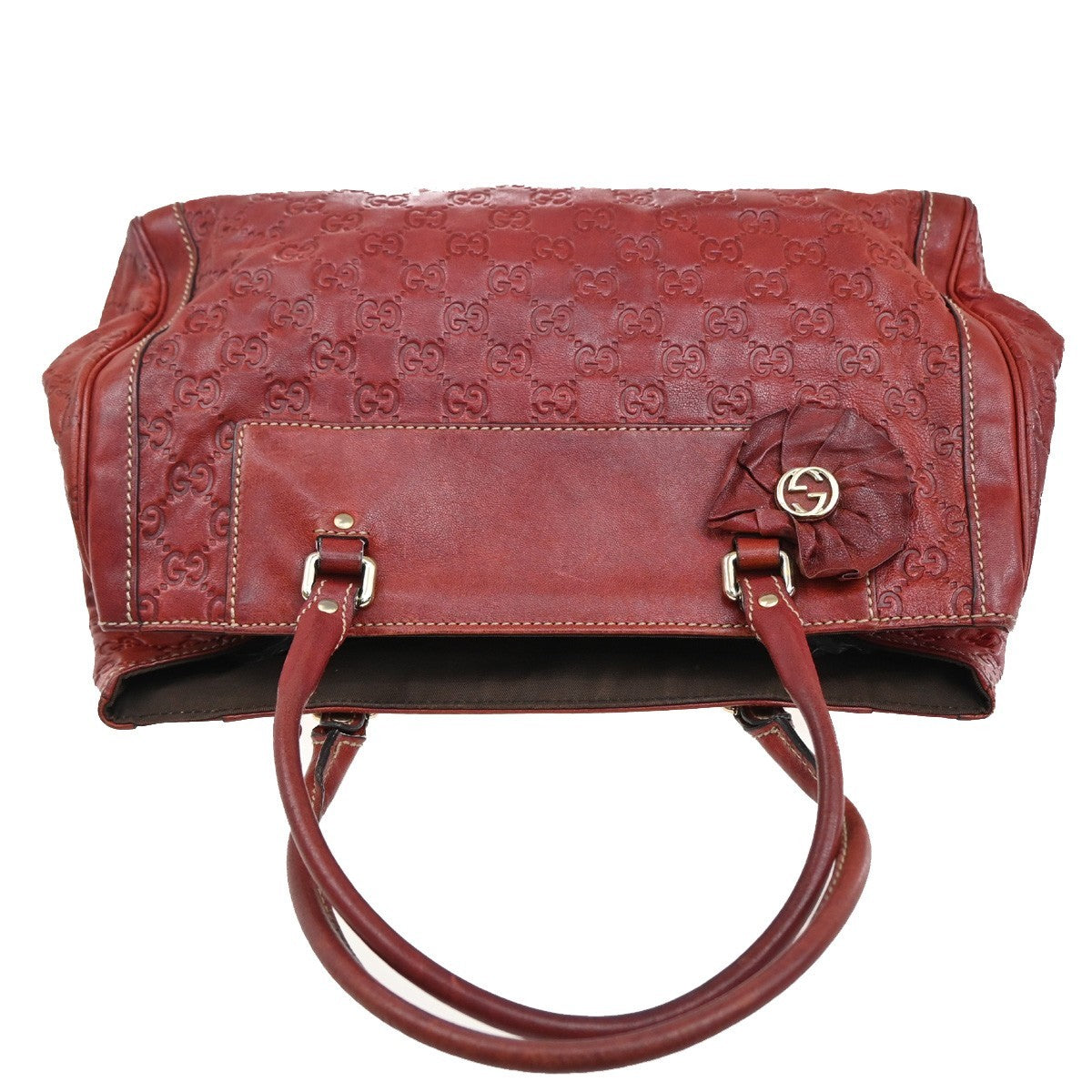 Gucci Vintage Leather Red Leather Handbag (Pre-Owned)