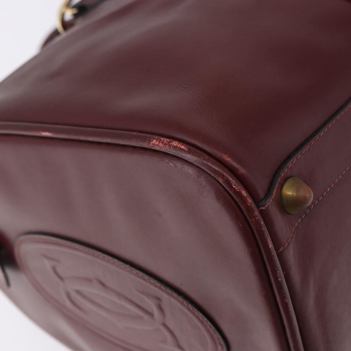 Cartier Must De Cartier Boston Leather Burgundy Leather Travel Bag Bag (Pre-Owned)