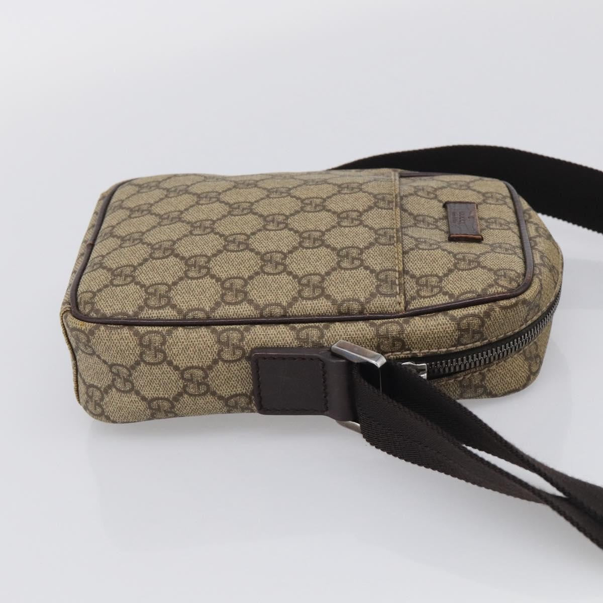 Gucci Vintage Front Pocket Flat Messenger Gg Canvas And Leather Beige Canvas Shoulder Bag Bag (Pre-Owned)