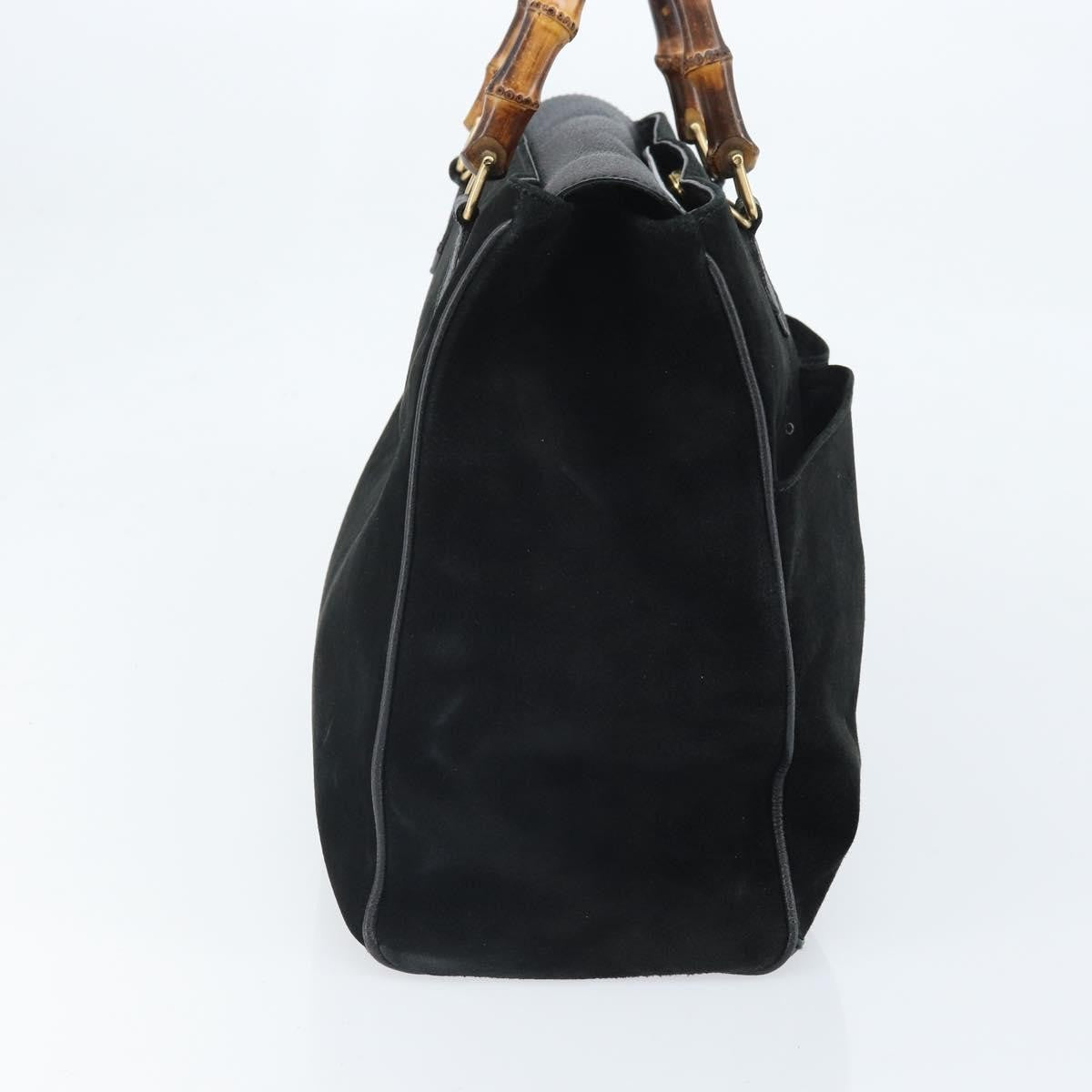 Gucci Bamboo Suede Black Suede Tote Bag Bag (Pre-Owned)
