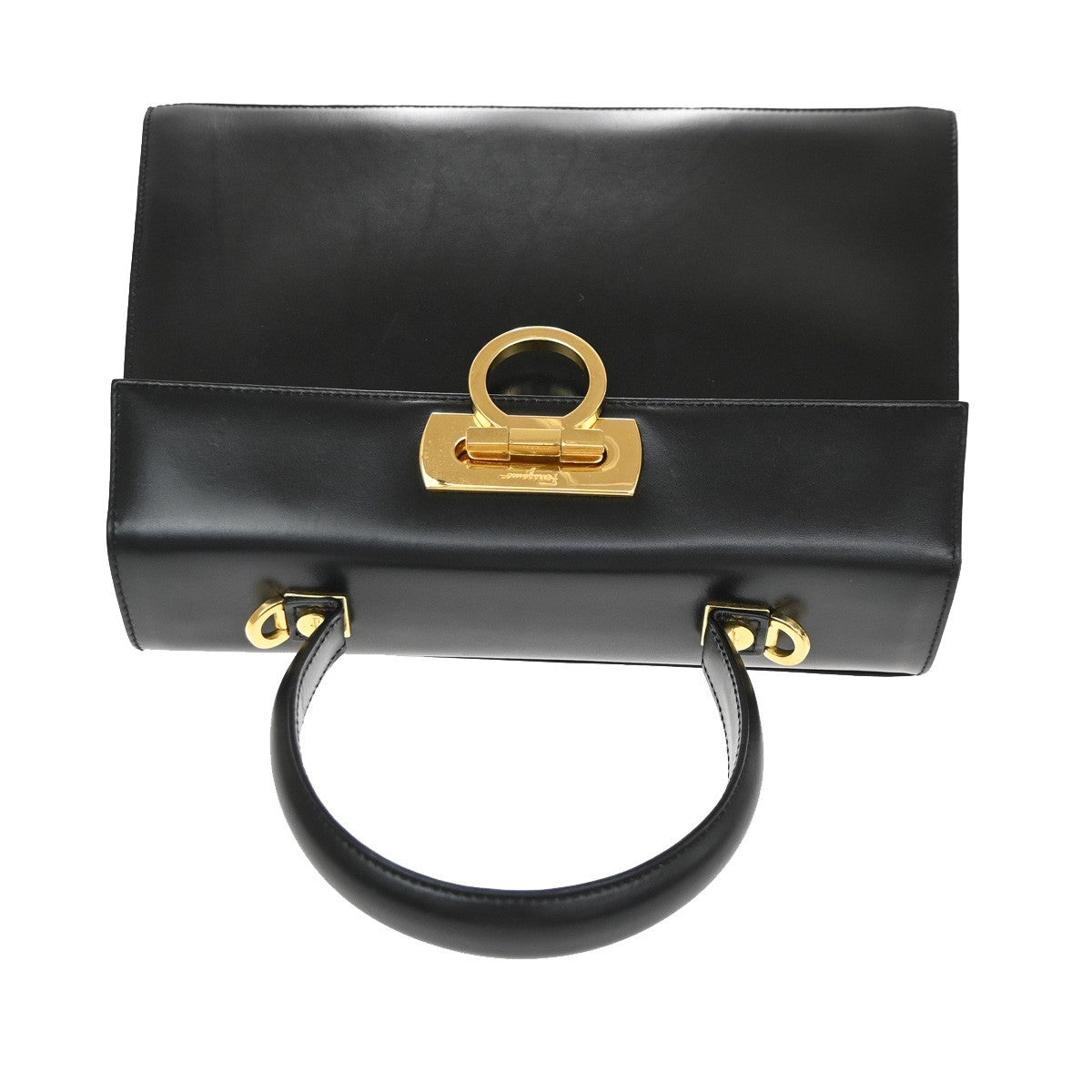 Salvatore Ferragamo Convertible Top Handle Leather Black Leather Handbag (Pre-Owned)