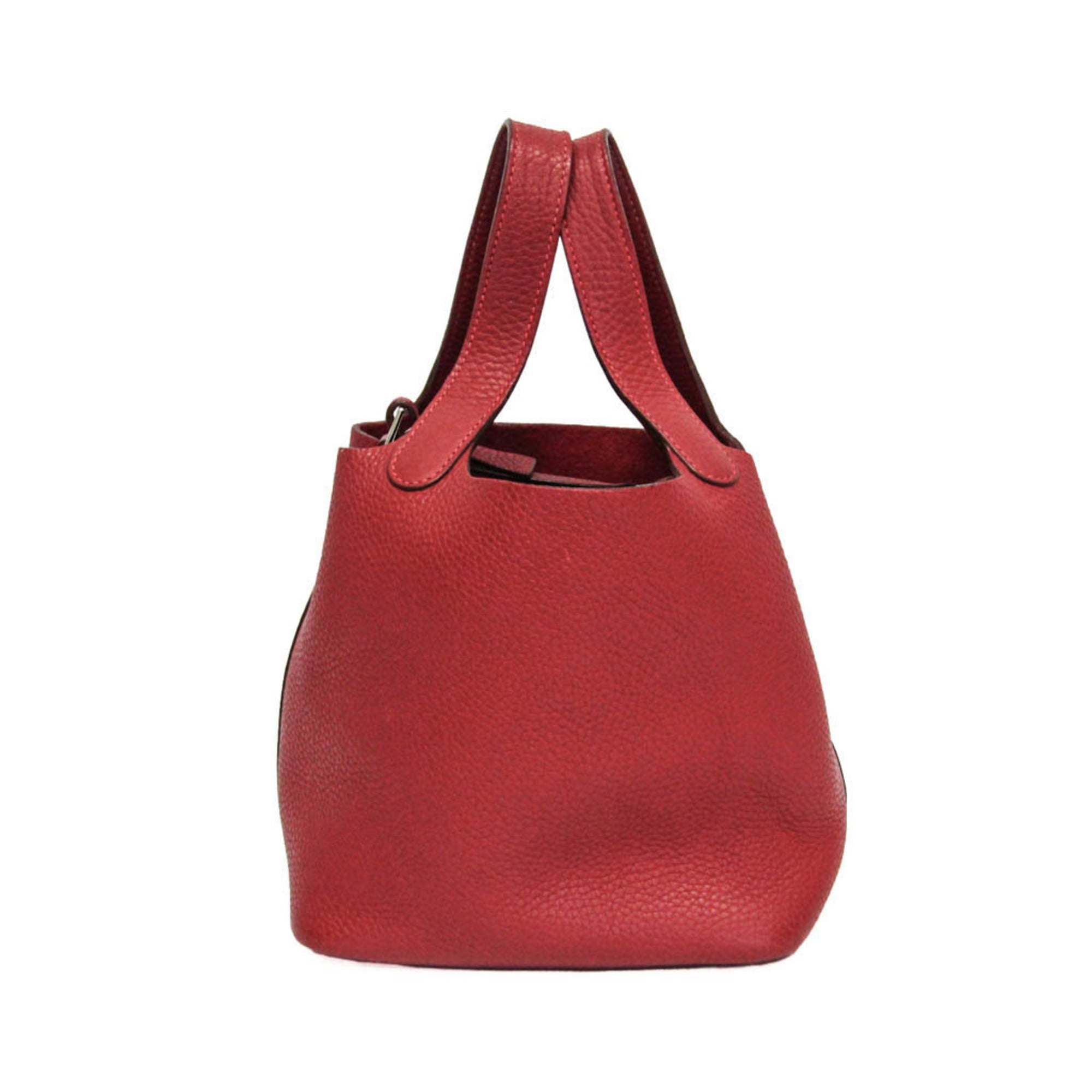 Hermes Picotin Clemence Red Leather Handbag (Pre-Owned)