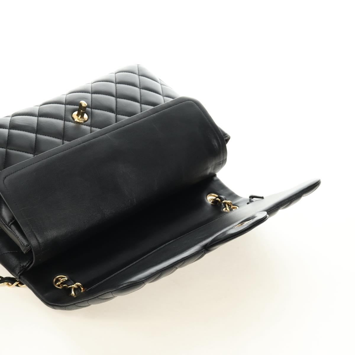 Chanel Timeless - Classic Double Flap Leather Black Leather Handbag (Pre-Owned)