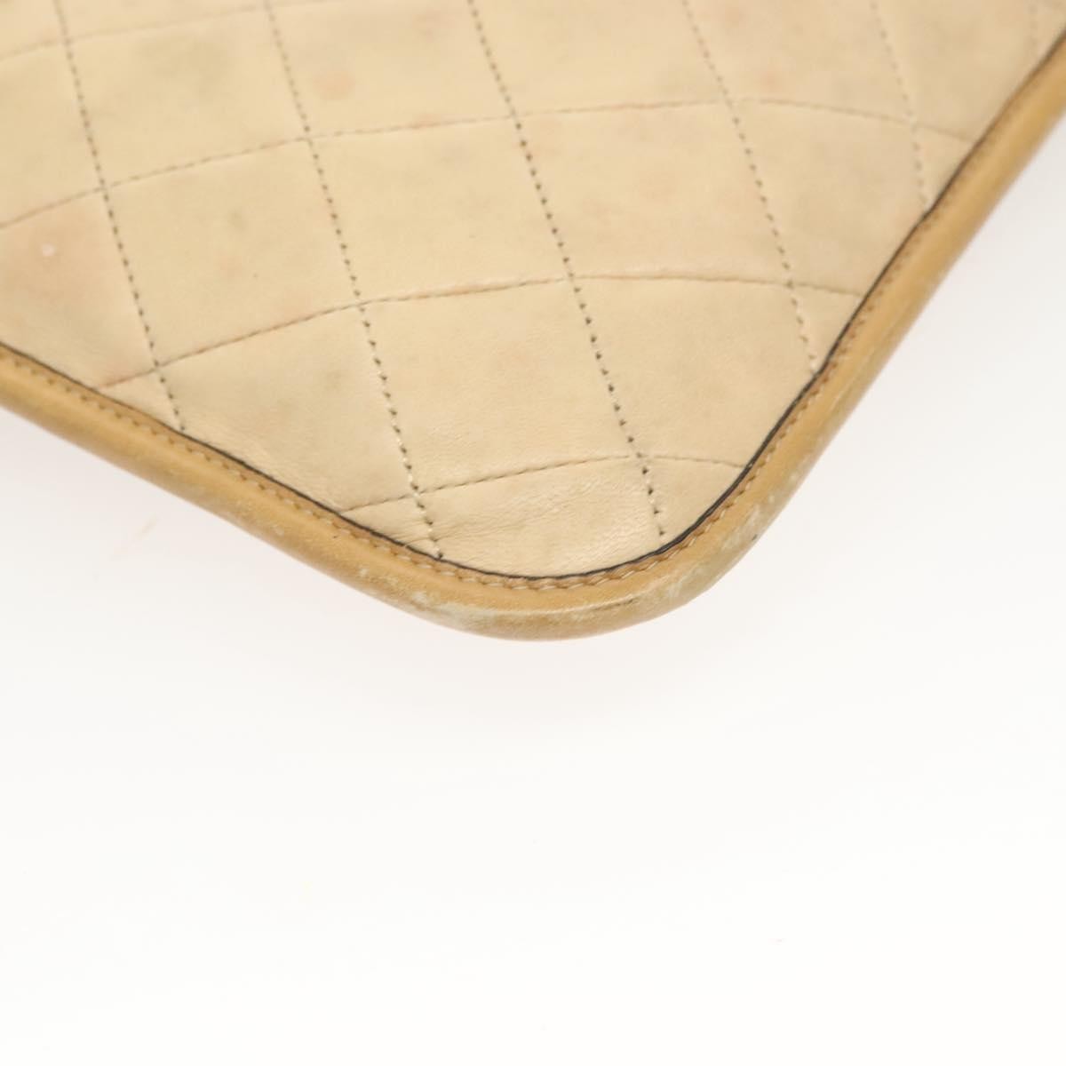 Chanel Chain Handle Leather Beige Leather Tote Bag Bag (Pre-Owned)