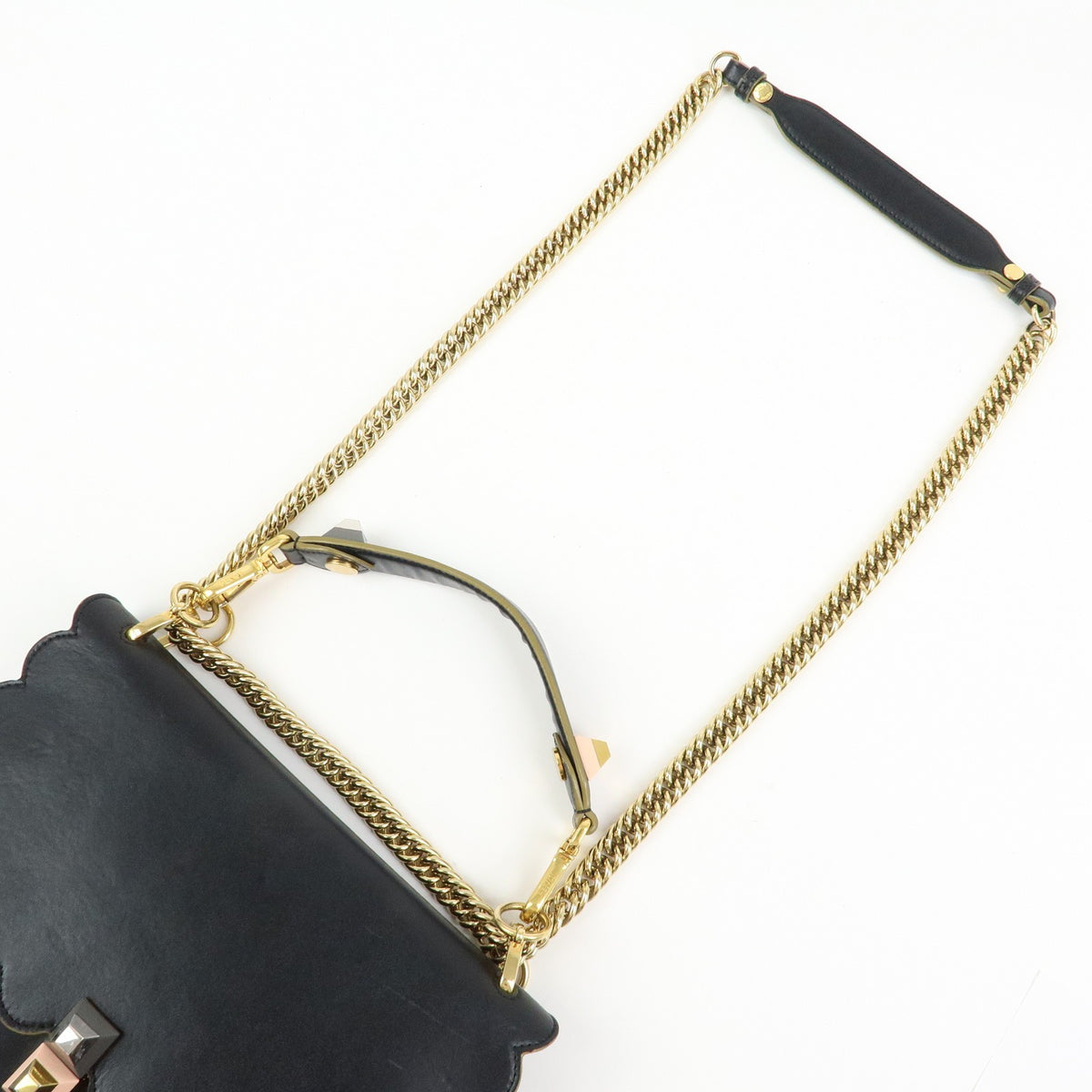 Fendi Kan I Leather Black Leather Shoulder Bag Bag (Pre-Owned)