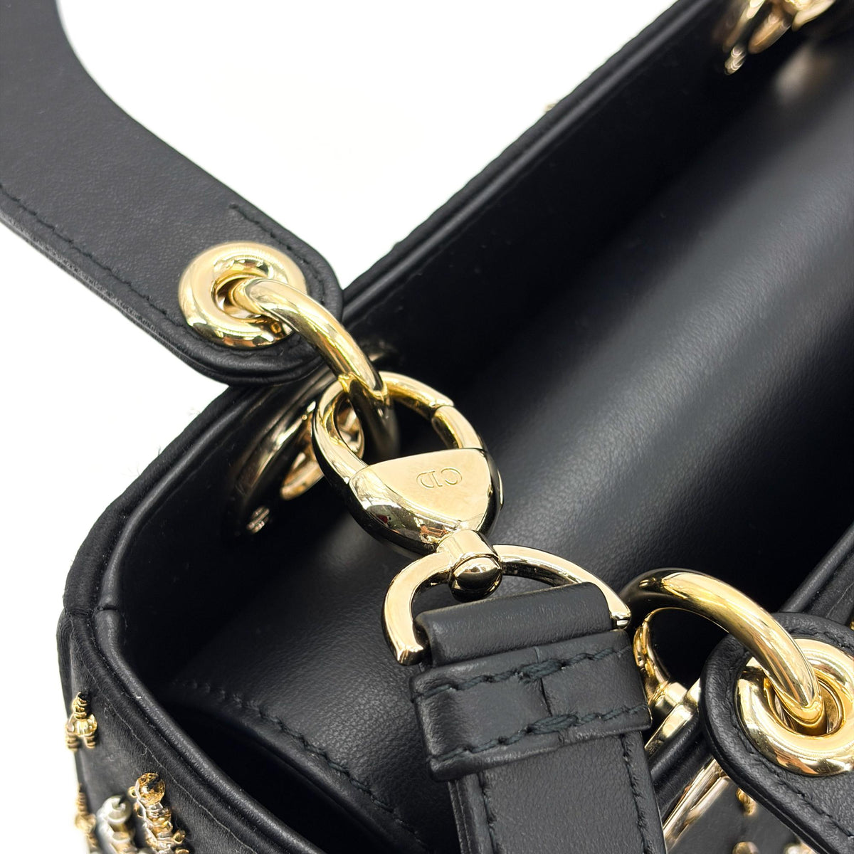 Christian Dior Lady Dior Black Satin And Bead Embroidery Black Other Handbag (Pre-Owned)
