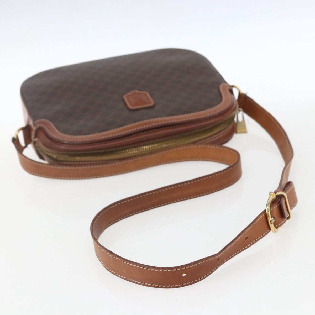 Celine Vintage Macadam Canvas And Leather Brown Canvas Shoulder Bag Bag (Pre-Owned)