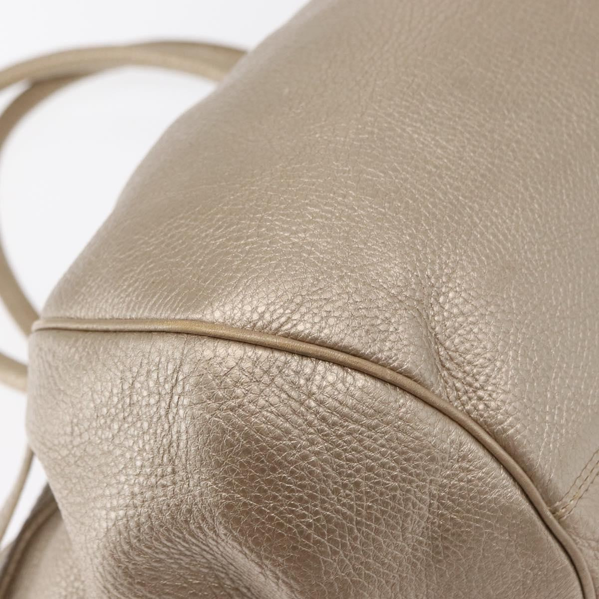 Salvatore Ferragamo Gancini Leather Gold Leather Handbag (Pre-Owned)