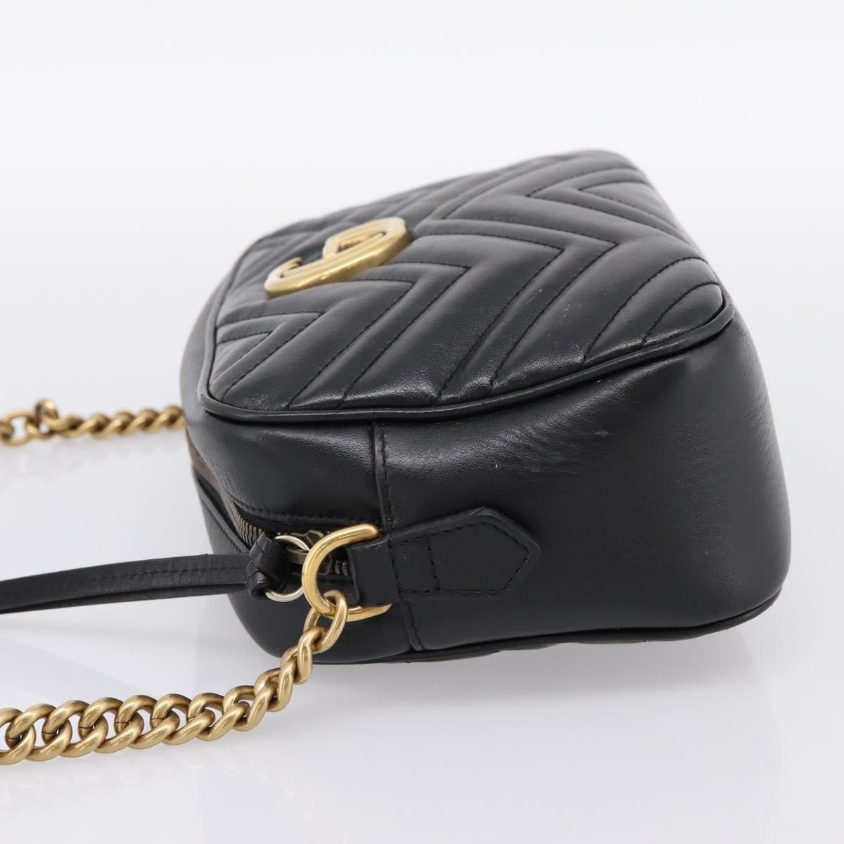 Gucci Gg Marmont Monochrome Matelasse Leather Black Leather Shoulder Bag Bag (Pre-Owned)