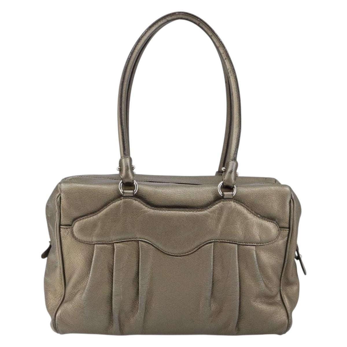 Salvatore Ferragamo Gancini Buckle Leather Gold Leather Tote Bag Bag (Pre-Owned)