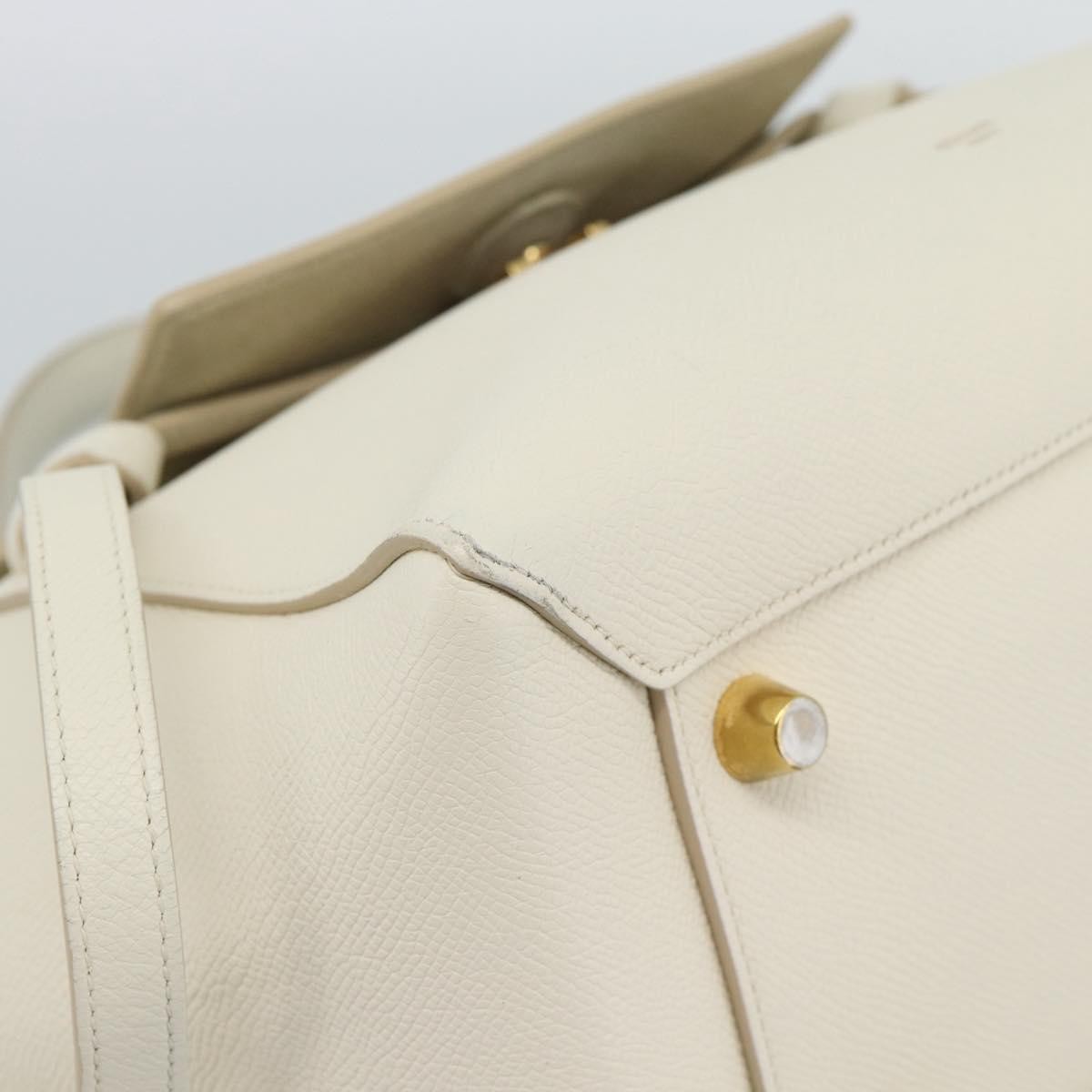 Celine Belt Textured Leather White Leather Handbag (Pre-Owned)