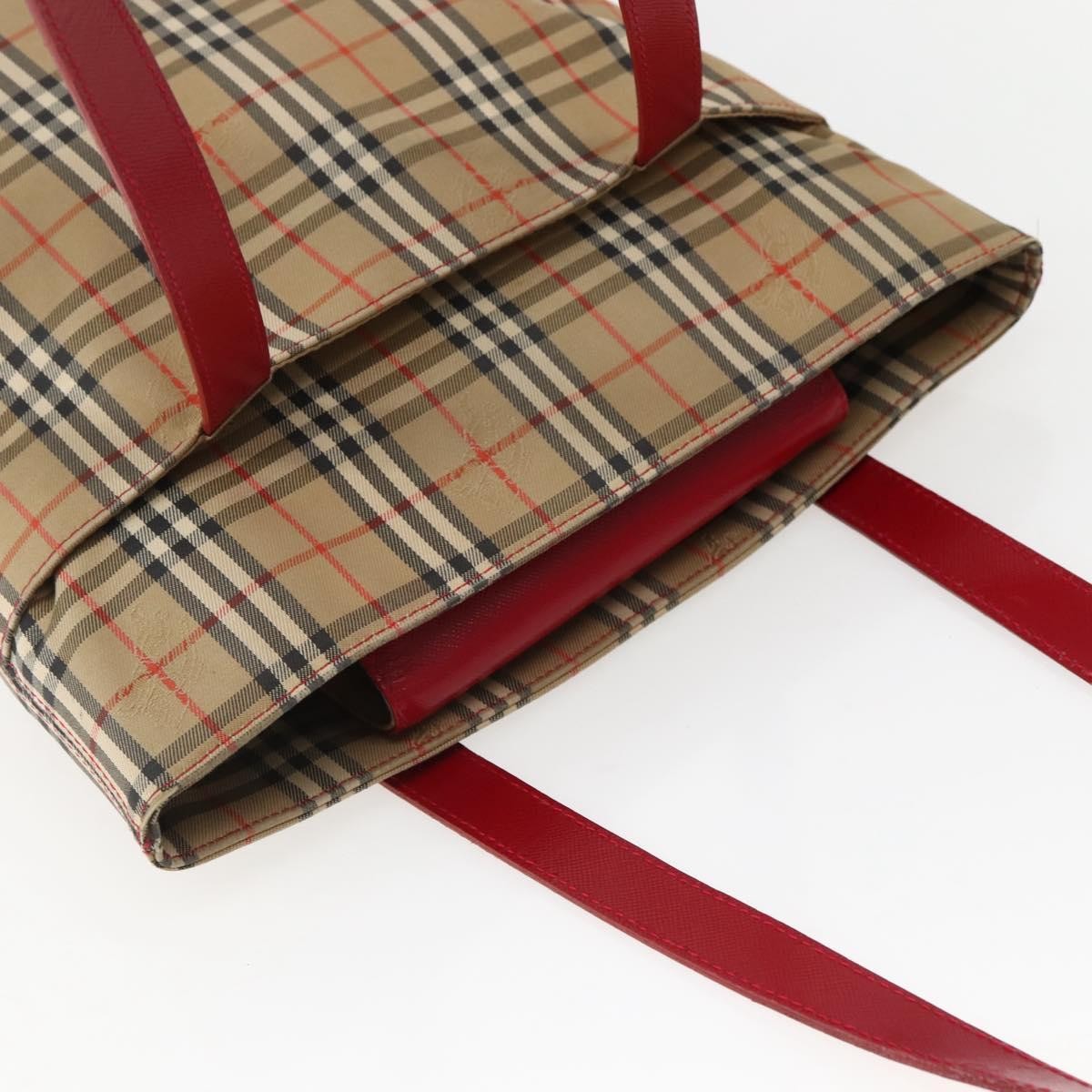Burberry Nova Check Tote Canvas Check Pattern Beige Canvas Tote Bag Bag (Pre-Owned)