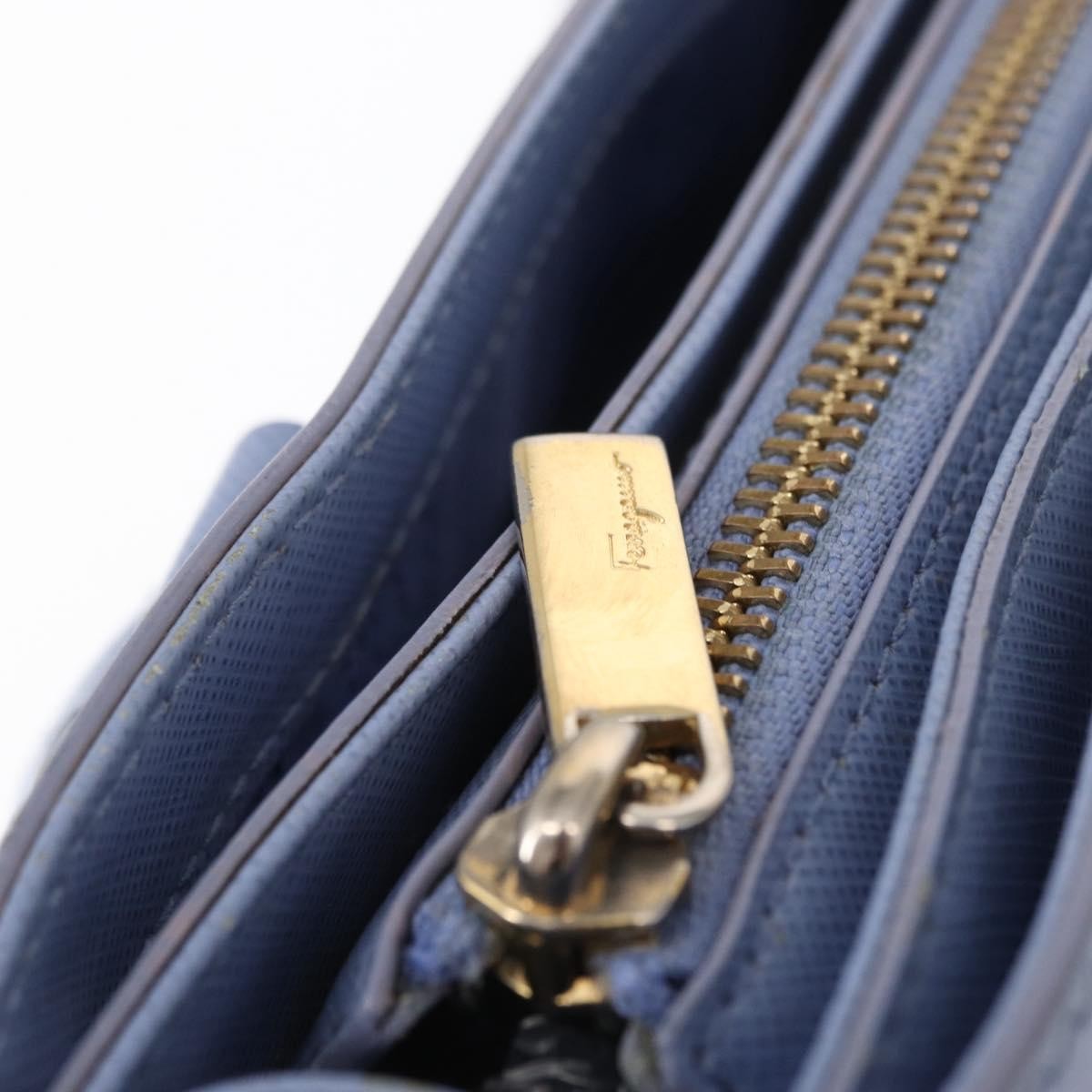 Salvatore Ferragamo Beky Tote Saffiano Leather Blue Leather Handbag (Pre-Owned)