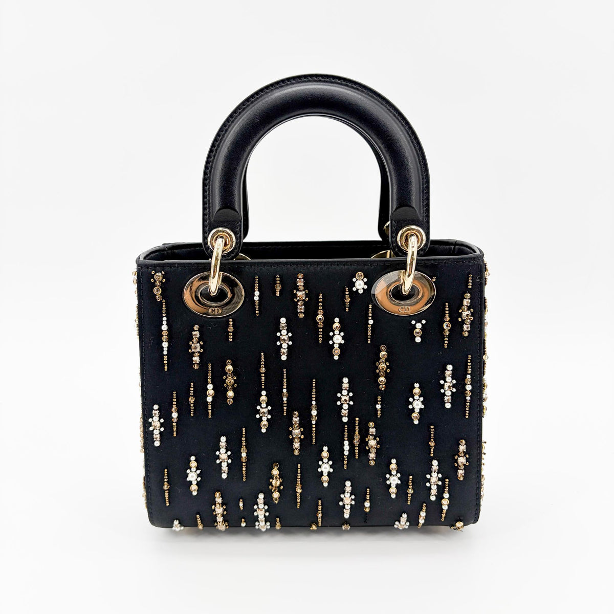 Christian Dior Lady Dior Black Satin And Bead Embroidery Black Other Handbag (Pre-Owned)