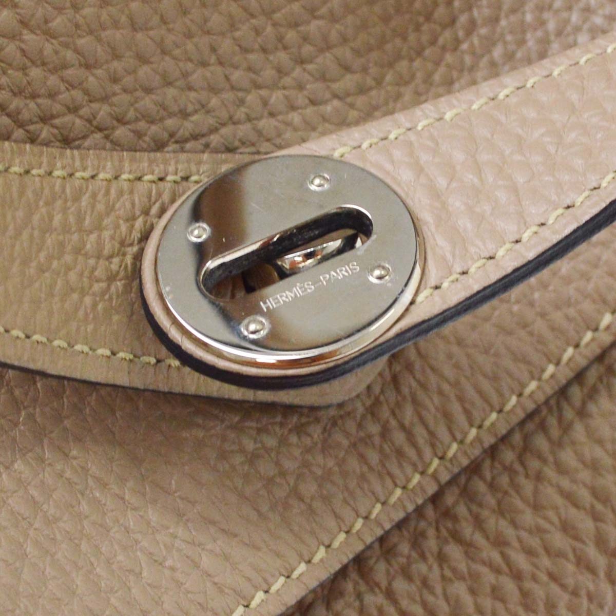 Hermes Lindy Clemence Gray Leather Handbag (Pre-Owned)