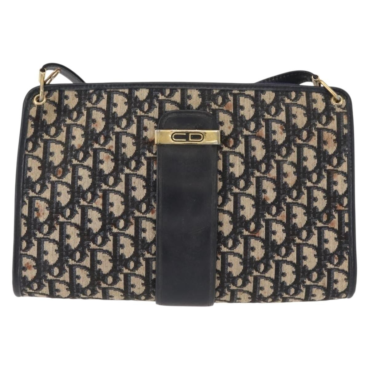 Christian Dior Vintage Cd Trotter Canvas Navy Canvas Shoulder Bag Bag (Pre-Owned)