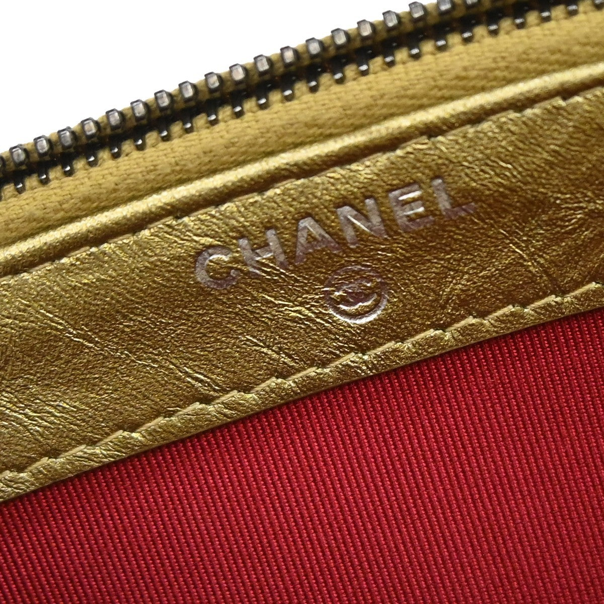 Chanel Gabrielle Double Zip Clutch With Chain Quilted Aged Calfskin Gold Leather Shoulder Bag Bag (Pre-Owned)